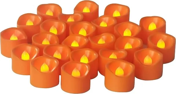Flameless LED tea lights for lighting up raffle basket displays