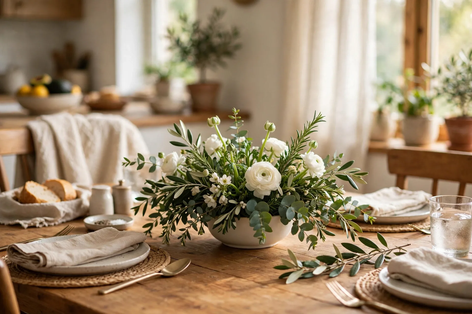 Low centerpiece under ten inches so guests can see each other across the table